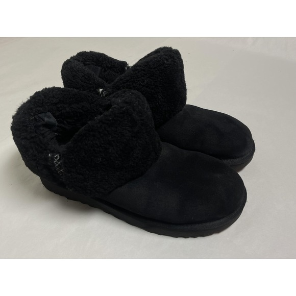 UGG Ultra Mini Braid Slippers Shoes Womens Size 11 Suede Shearling Slip On Cozy - Picture 1 of 15